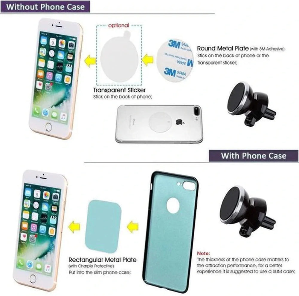 Telefoonhouder auto – Magnetische Autohouder – Universeel – 2-Pack – Zwart-Telefoonhouders-Ilumina Benelux