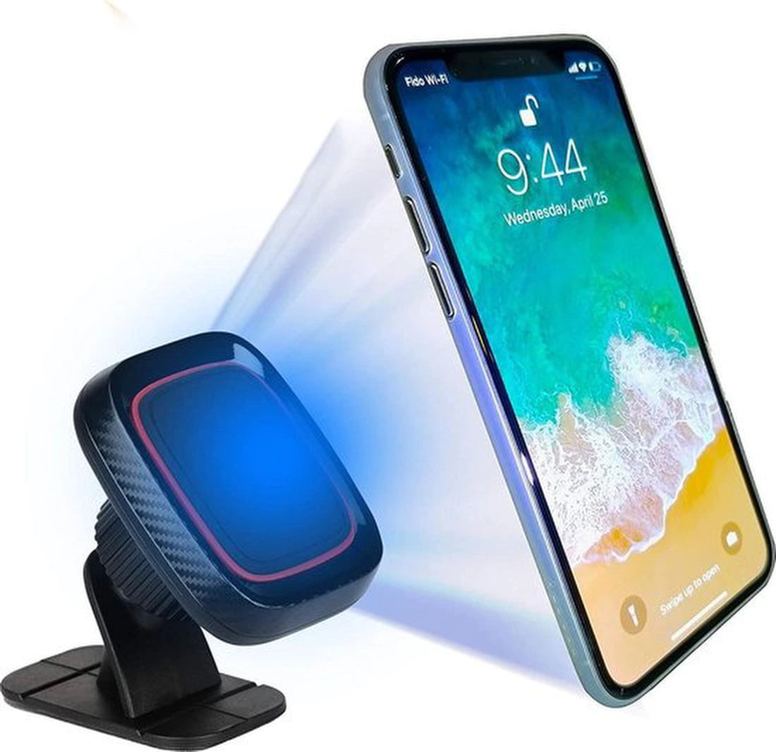 Telefoonhouder auto – Voor autoruit & dashboard – Zakformaat reisstandaard – Magnetische plaatmontage – Zwart