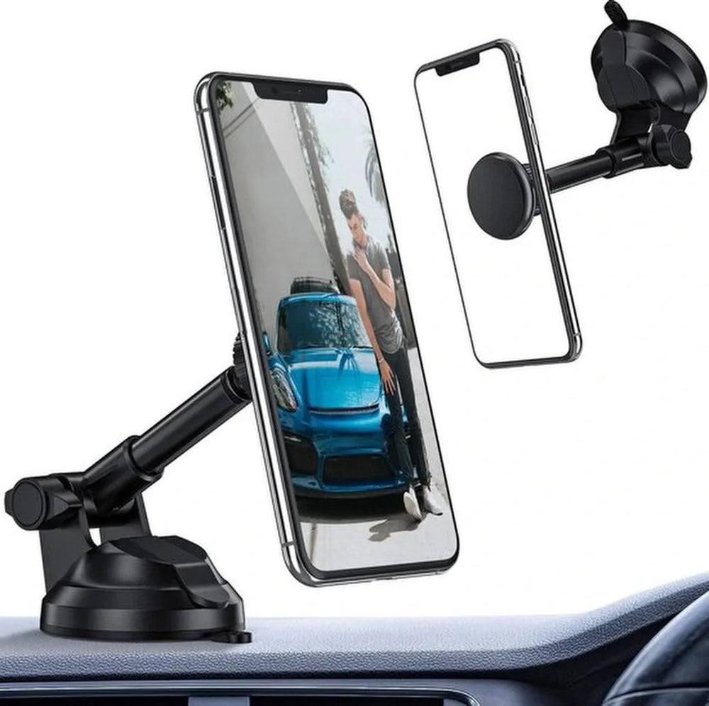 Telefoonhouder auto – Magnetisch met 6 zeldzame-aarde magneten – Super kleverige zuignap – Dashboard/voorruit/luchtrooster – Zwart-Ilumina Benelux