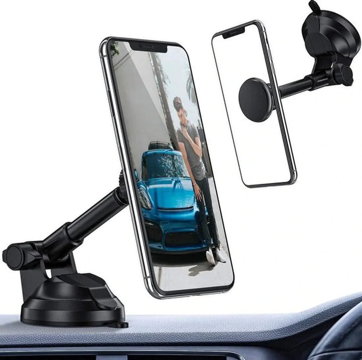 Telefoonhouder auto – Magnetisch met 6 zeldzame-aarde magneten – Super kleverige zuignap – Dashboard/voorruit/luchtrooster – Zwart-Ilumina Benelux
