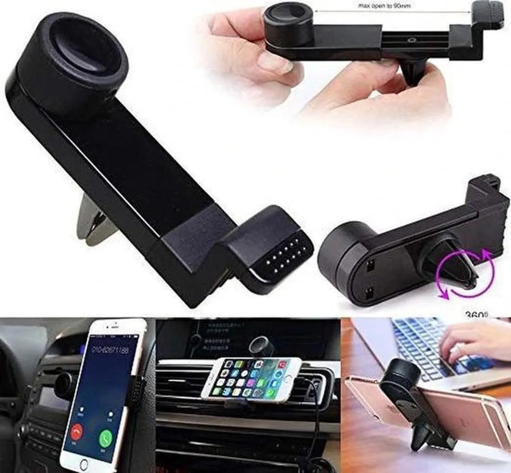 Telefoonhouder auto – Ventilatierooster – 360° draaibaar – Universeel – Zwart-Telefoonhouders-Ilumina Benelux