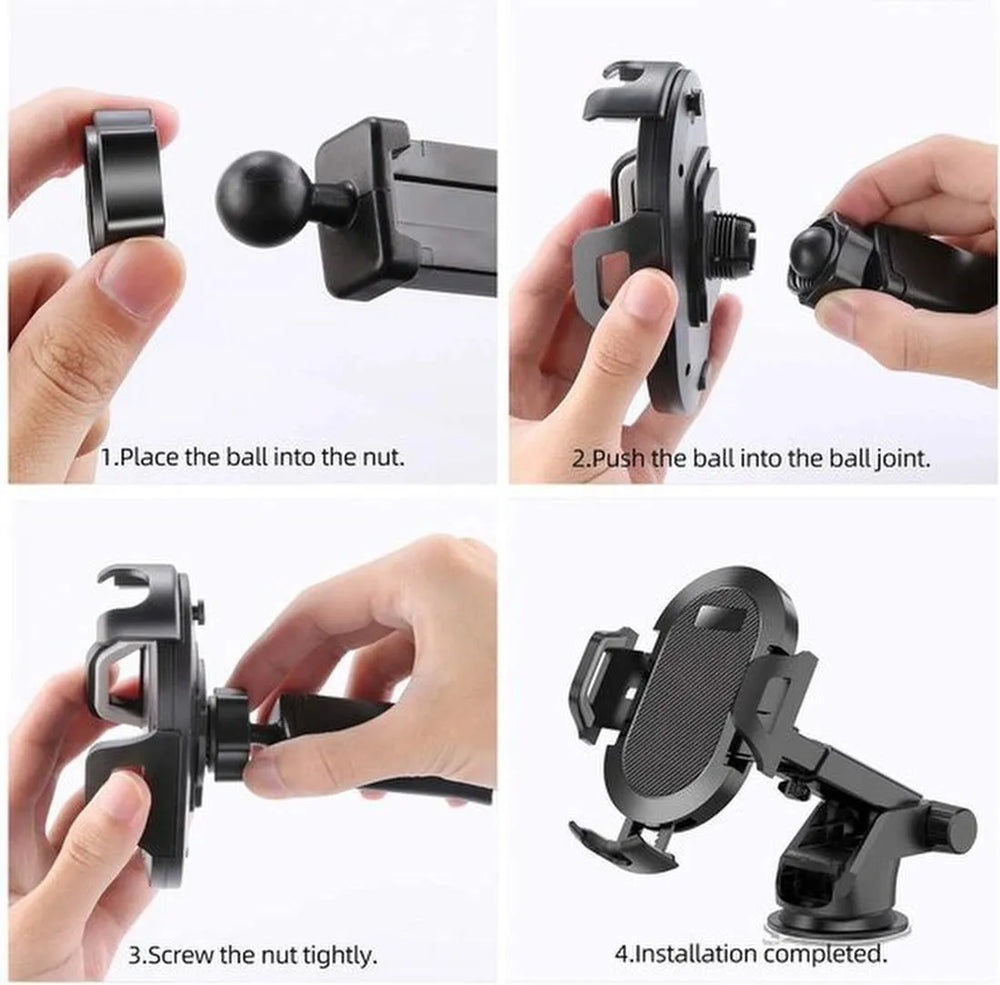 Telefoonhouder auto – Zuignap Dashboard – Klemhouder – 360° Draaibaar – Geschikt voor iPhone Samsung Huawei – Zwart-Ilumina Benelux