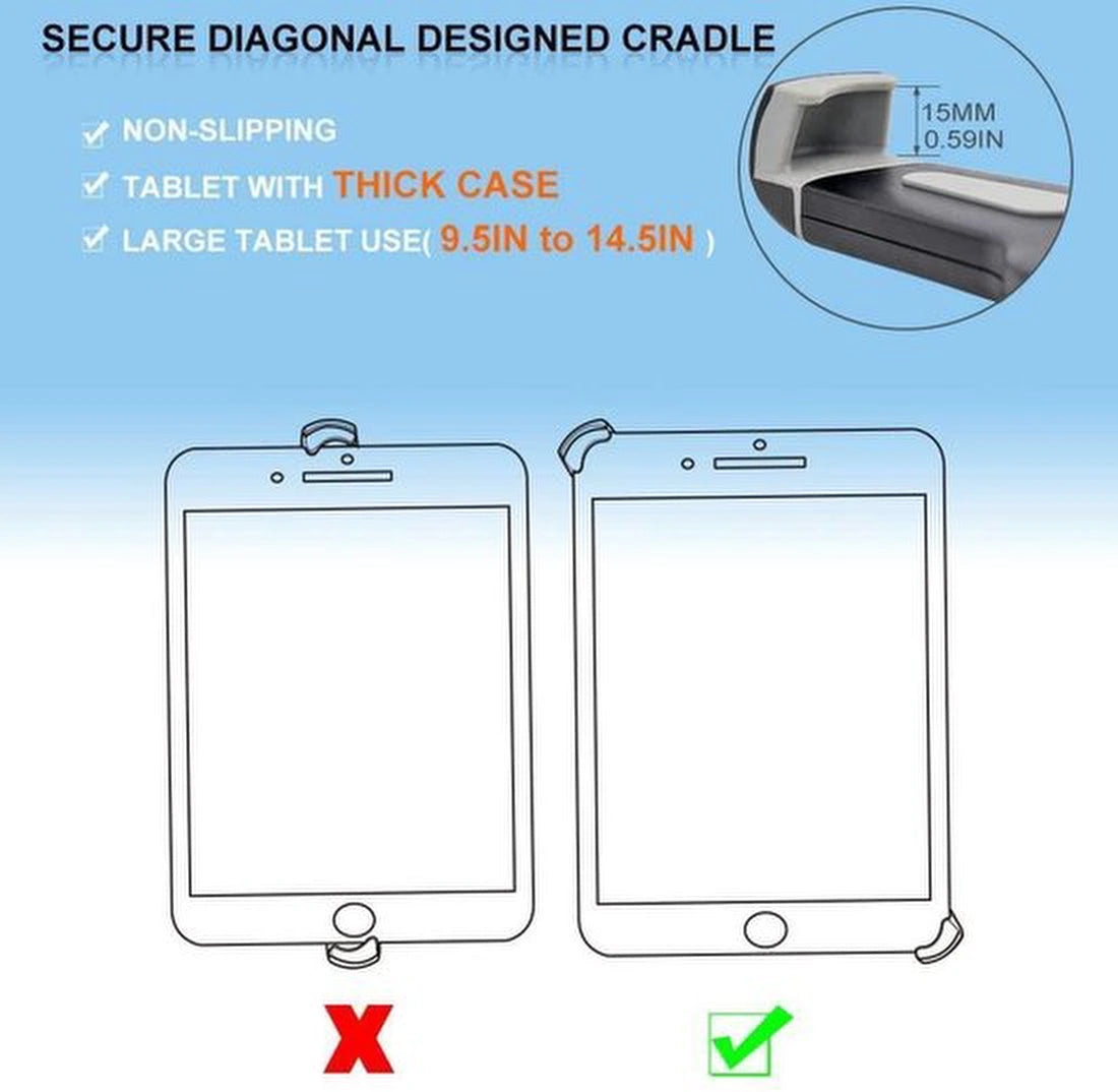 Tablet Houder Hoofdsteun Auto - Tablet Houder met Verstelbare Arm - Auto Accessories - Auto Houder Geschikt voor: iPad Pro Air Mini Samsung Galaxy tab en andere tablets