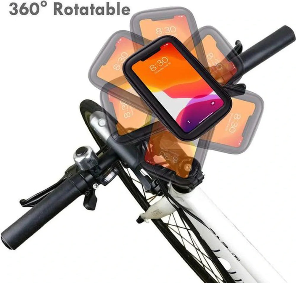 Telefoonhouder fiets – Waterdichte telefoonhoes – Tot 6.5 inch – Touchscreen – Zwart-Ilumina Benelux