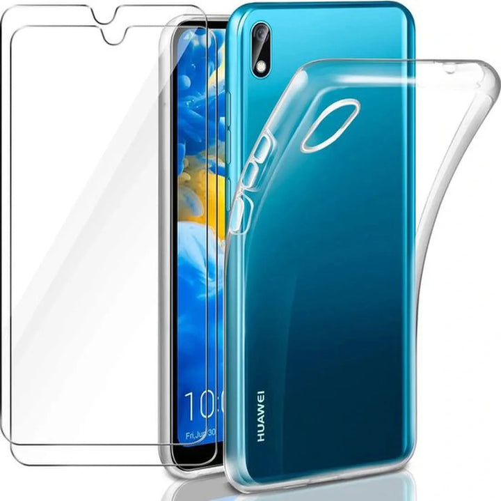 Huawei Y5 2019 Hoesjes – Transparante Siliconen Backcover – Inclusief 2x Screenprotector – Anti-kras-Ilumina Benelux