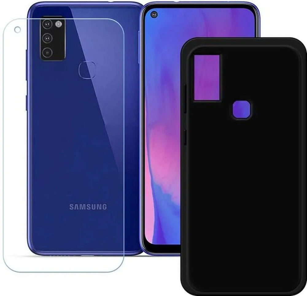 Samsung Galaxy M31 Hoesjes – Siliconen Backcover + 2x Screenprotector – Gehard Glas – Anti Kras – Zwart-Ilumina Benelux