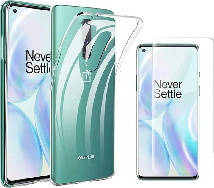 OnePlus 8 Hoesjes – Transparante Siliconen Backcover – Inclusief 2x Screenprotector – Schokbestendig-Ilumina Benelux