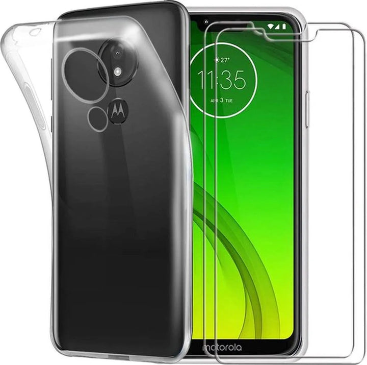 Motorola Moto G7 Power Hoesjes – Transparante Siliconen Backcover – Inclusief 2x Screenprotector – Anti-kras-Ilumina Benelux