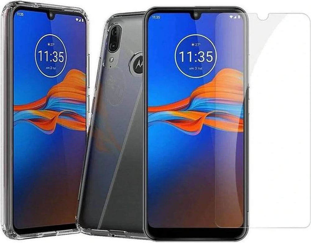 Motorola Moto E6 Plus/E6s Hoesjes – Transparante Siliconen Backcover – Inclusief 2 Screenprotectors – Anti-kras-Ilumina Benelux