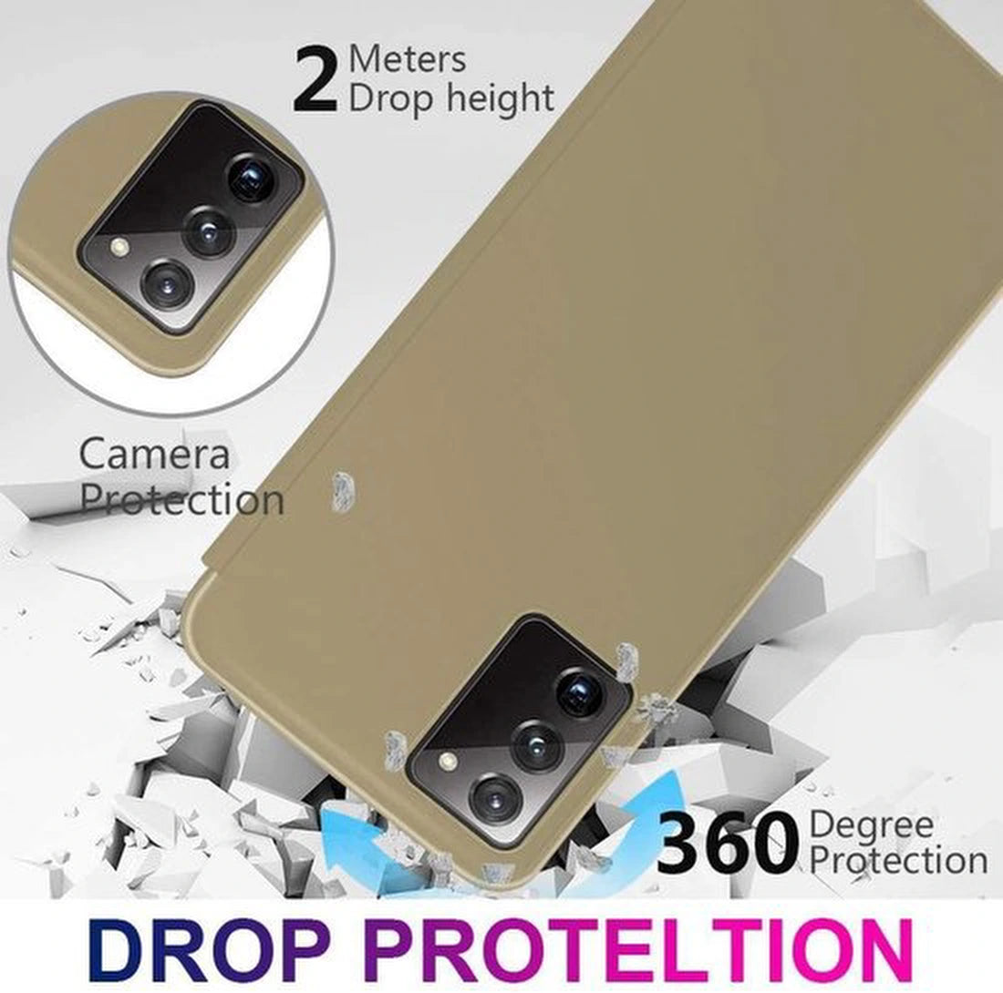 Spiegel Cover - Hoesje - Clear View Case Geschikt voor: Samsung Galaxy A41 - Goud