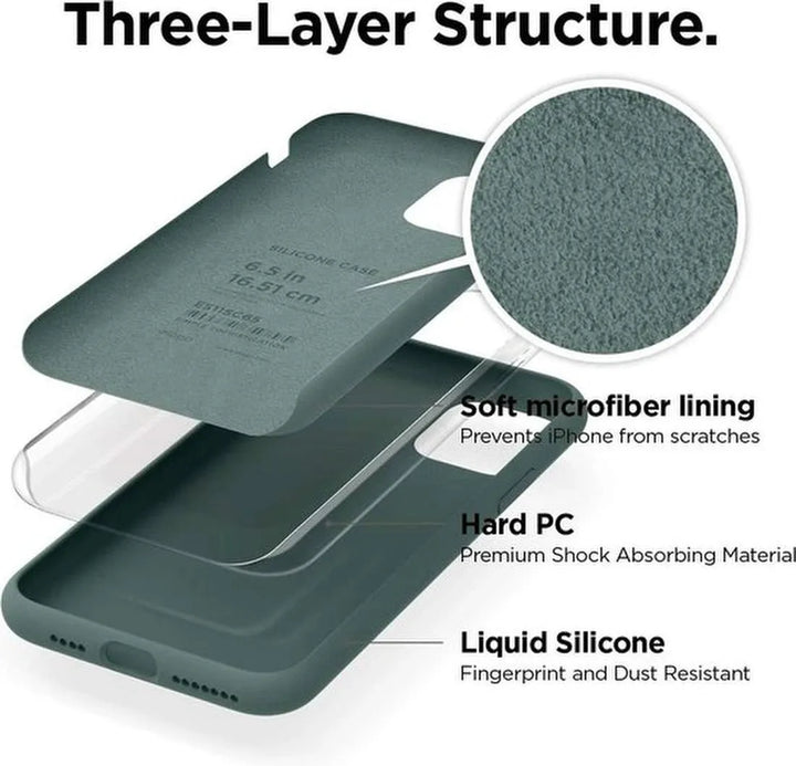 iPhone 12 Mini Hoesjes – Liquid Siliconen Backcover – Soft Touch – Schokbestendig – Midnight Groen-Ilumina Benelux