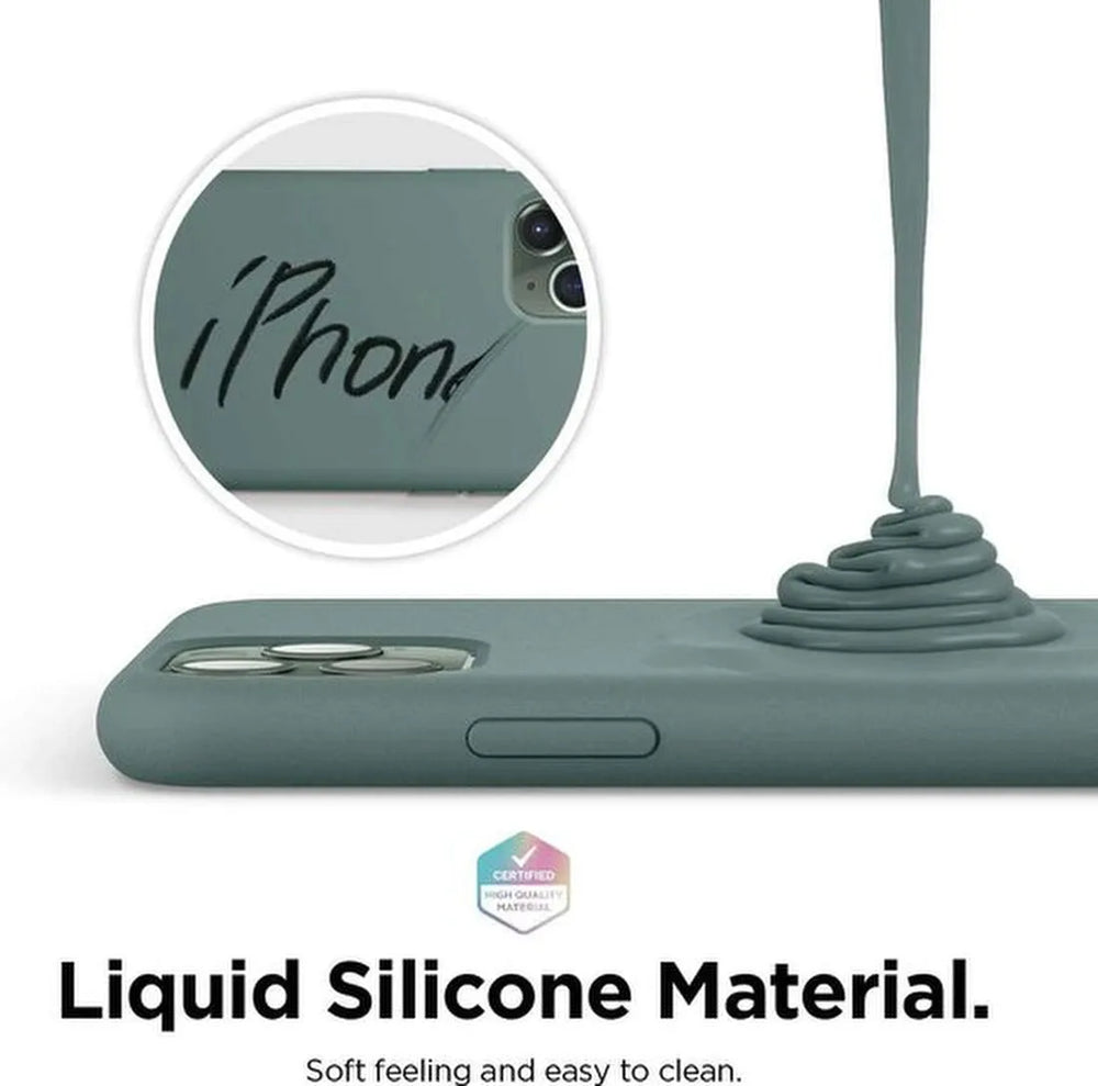 iPhone 12 Mini Hoesjes – Liquid Siliconen Backcover – Soft Touch – Schokbestendig – Midnight Groen-Ilumina Benelux
