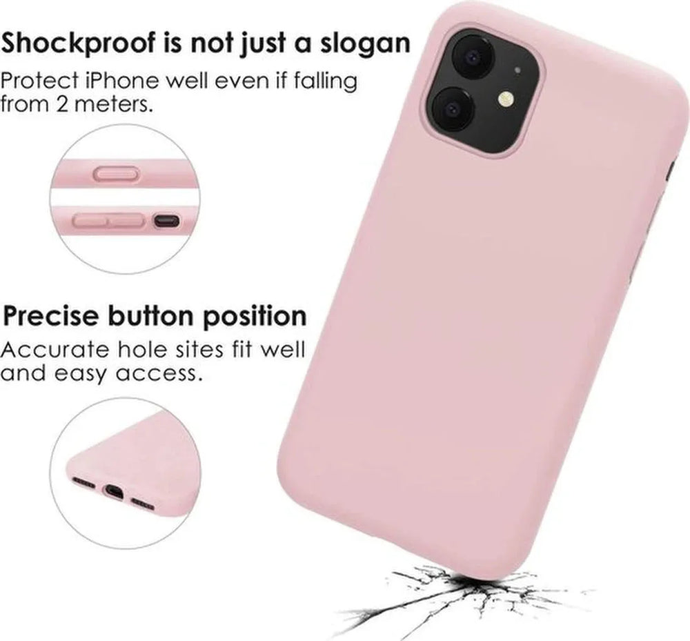 iPhone 12 Hoesjes – TPU Siliconen Backcover – Inclusief 2x Screenprotector Gehard Glas – Lichtroze-Ilumina Benelux