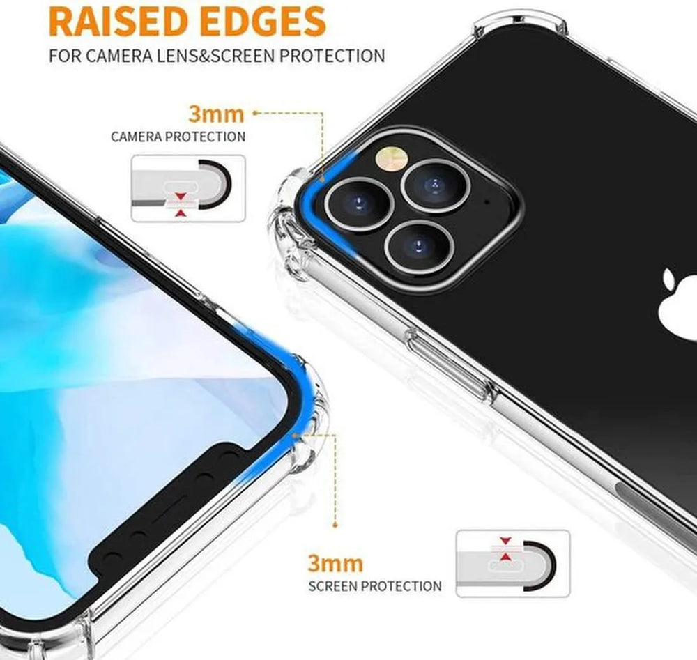 iPhone 12 Hoesjes – Siliconen TPU Backcover – Schokbestendig – Incl. 2x Gehard Glas Screenprotector – Transparant-Ilumina Benelux