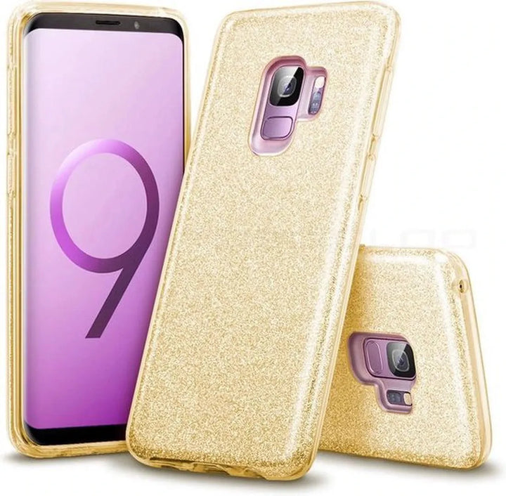 Samsung Galaxy S9 Hoesjes – Siliconen TPU Backcover – Glitter BlingBling Cover – Goud-Ilumina Benelux