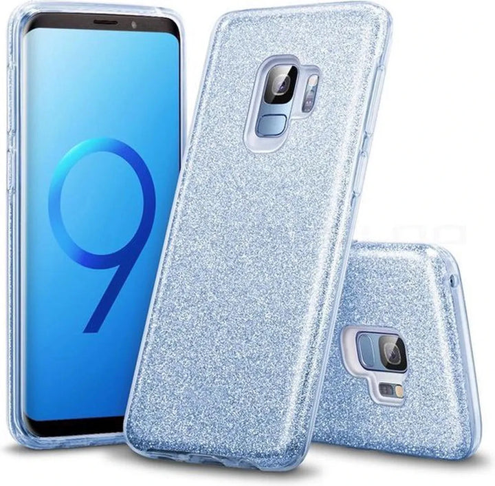 Samsung Galaxy S9 Plus Hoesjes – Glitters TPU Siliconen Backcover – BlingBling Cover – Blauw-Ilumina Benelux