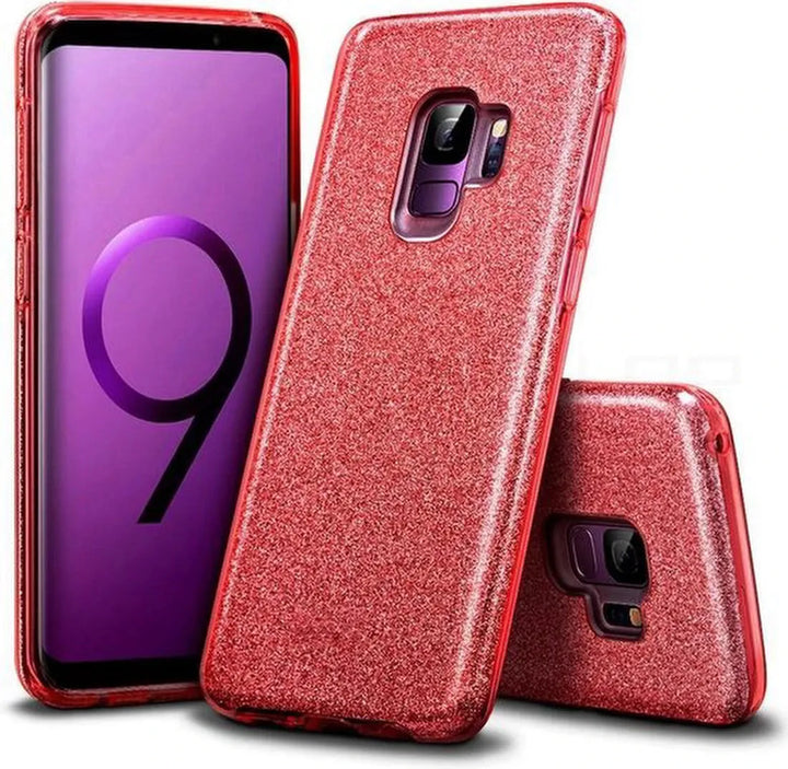 Samsung Galaxy S9 Plus Hoesjes – Siliconen TPU Backcover – Glitters BlingBling – Rood-Ilumina Benelux