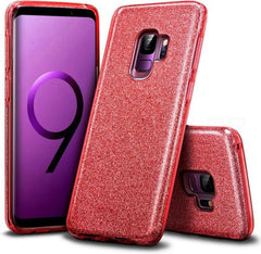 Backcover Hoesje Geschikt voor: Samsung Galaxy S9 Plus Hoesje Glitters Siliconen TPU Case Rood - BlingBling Cover