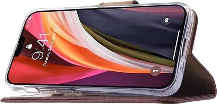iPhone 12 Pro Hoesjes – Portemonnee Bookcase – Magneetsluiting – Inclusief 2x Gehard Glas Screenprotector – Bordeaux-Ilumina Benelux