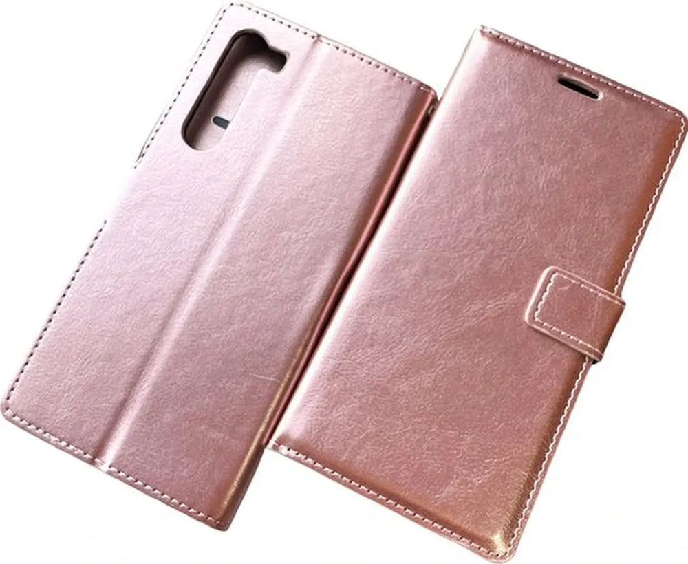 Motorola Moto Edge Plus Hoesjes – Bookcase Portemonnee Hoes – Pasjeshouder – Magneetsluiting – Roségoud-Ilumina Benelux