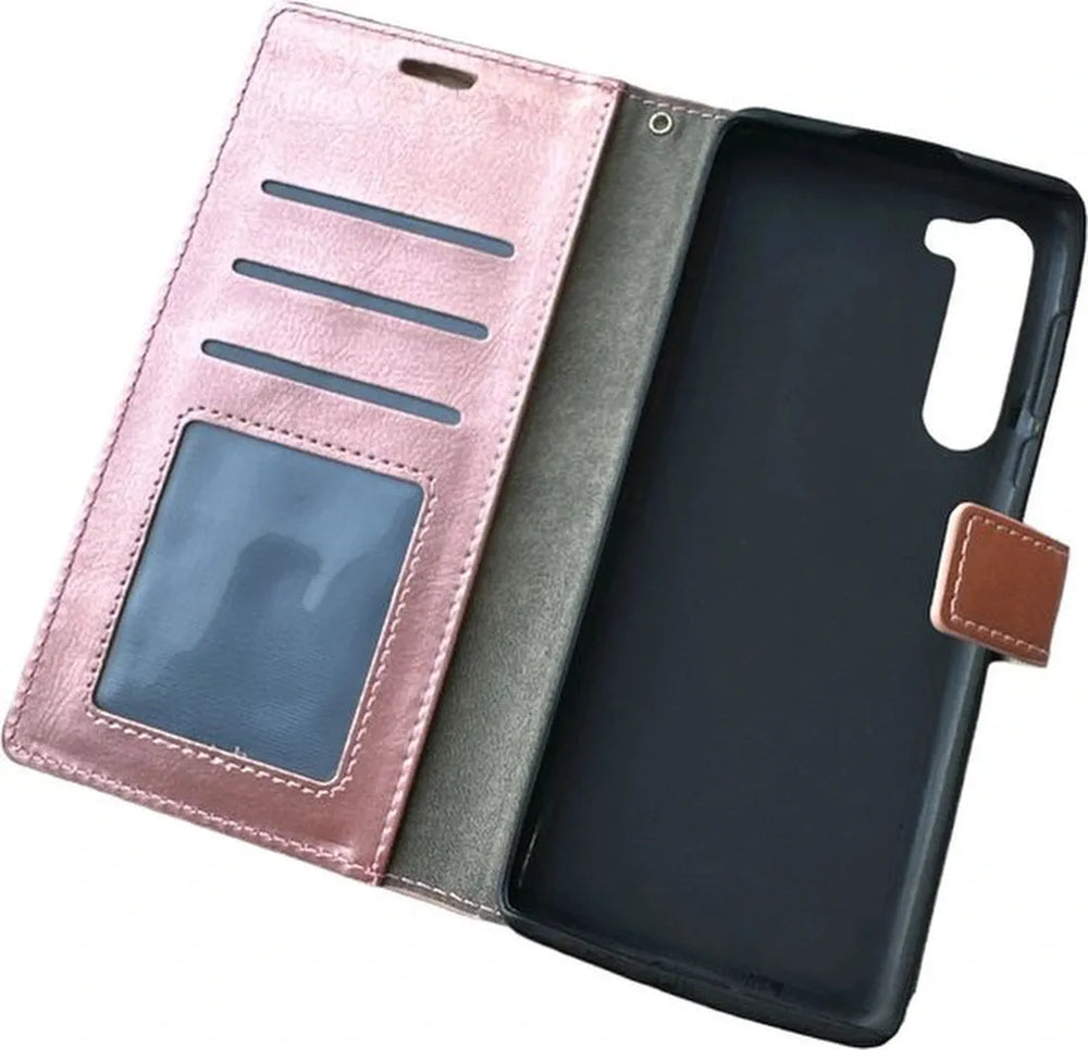 Motorola Moto Edge Plus Hoesjes – Bookcase Portemonnee Hoes – Pasjeshouder – Magneetsluiting – Roségoud-Ilumina Benelux