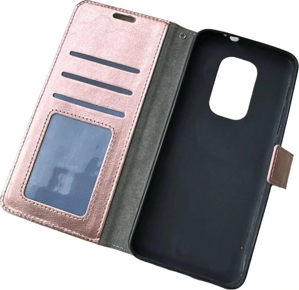 Motorola Moto G9 Play & E7 Plus Hoesjes – Portemonnee Hoes – Pasjeshouder – Magneetsluiting – Roségoud-Ilumina Benelux