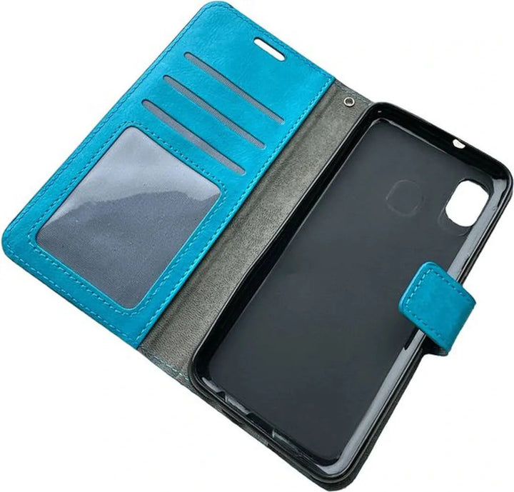 Samsung Galaxy A01 Core Hoesjes – Portemonnee Hoes – Pasjeshouder – Magneetsluiting – Turquoise-Ilumina Benelux