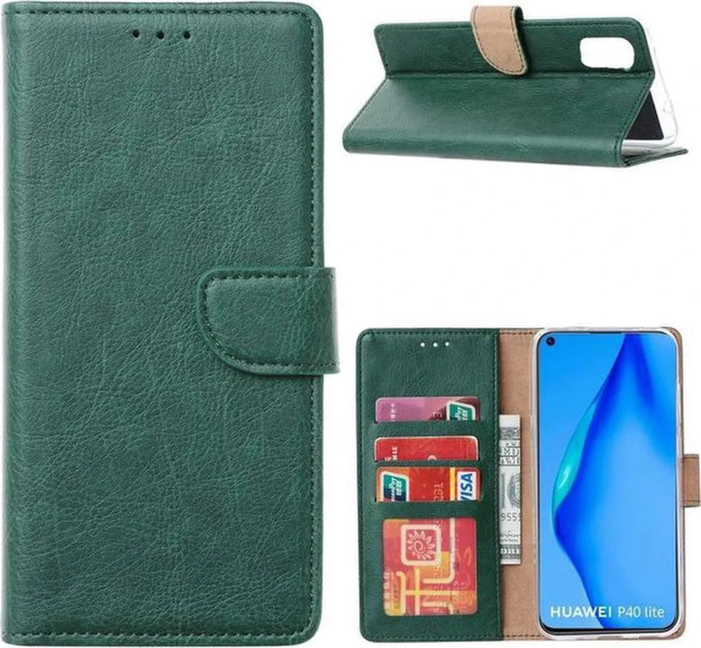 Huawei P40 Lite 5G Hoesjes – Portemonnee Hoes – Pasjeshouder – Magneetsluiting – Groen-Ilumina Benelux