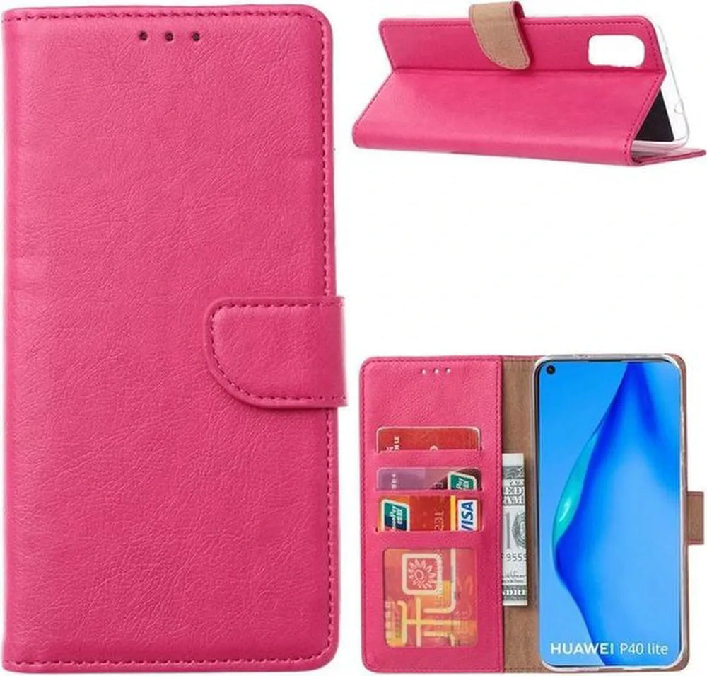 Huawei P40 Lite 5G Hoesjes – Portemonnee Hoes – Pasjeshouder – Magneetsluiting – Roze-Ilumina Benelux