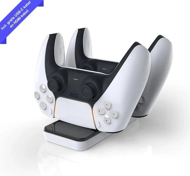 Oplaadstation – Geschikt voor PlayStation 5 PS5 – DualSense Docking Station – Incl. USB-C kabel & HDMI kabel-Oplaadstation controllers-Ilumina Benelux