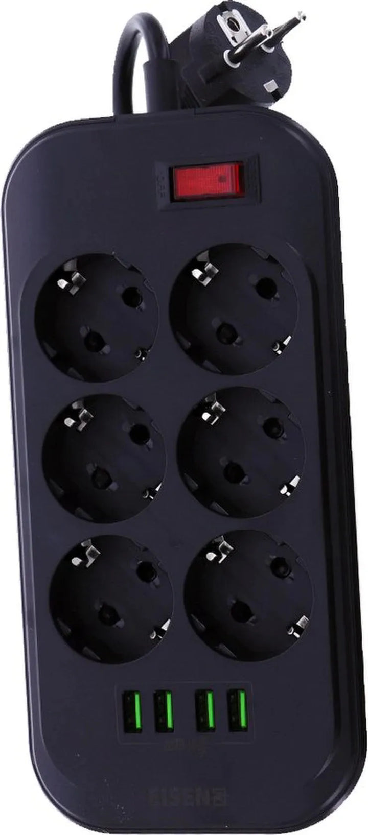 Stekkerdoos met USB – 6 Stopcontacten – 4 USB-poorten – Schakelaar – Eisenz SE6403-Stekkerdoos-Ilumina Benelux