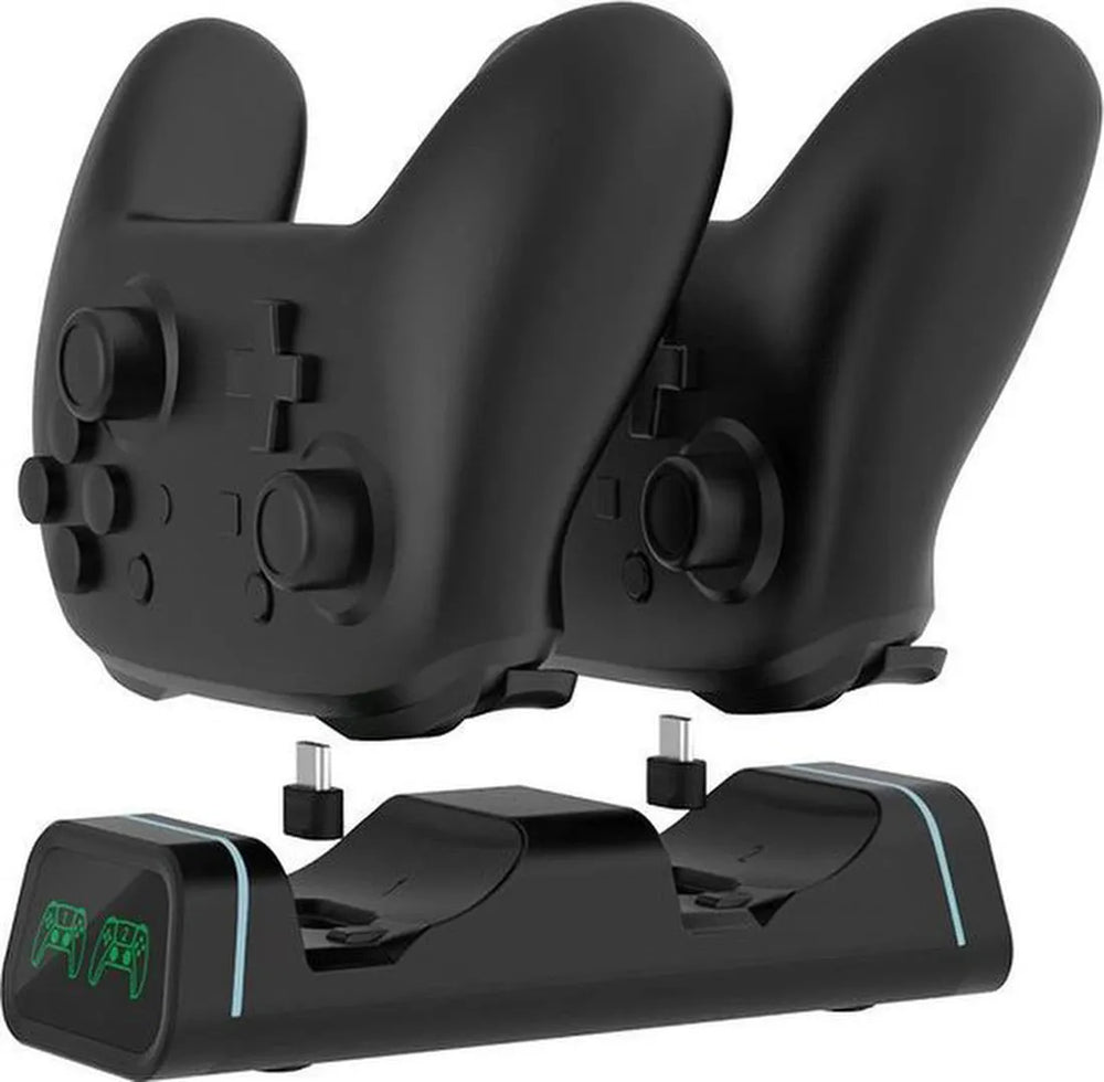 Oplaadstation – Geschikt voor PS5 DualSense & Xbox Elite 2/Series X|S – Dock voor 2 controllers – USB-C kabel – Zwart-Spelconsolelader-Ilumina Benelux