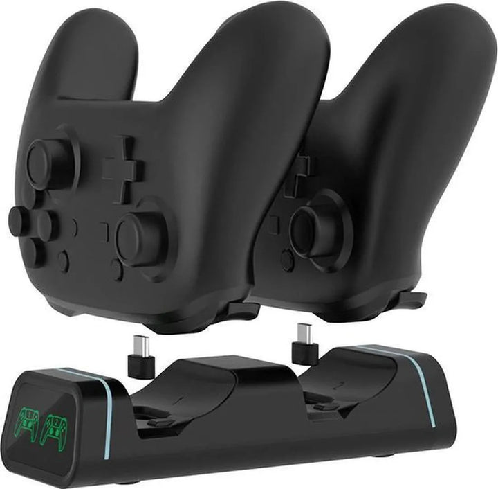 Oplaadstation – Geschikt voor PS5 DualSense & Xbox Elite 2/Series X|S – Dock voor 2 controllers – USB-C kabel – Zwart-Spelconsolelader-Ilumina Benelux