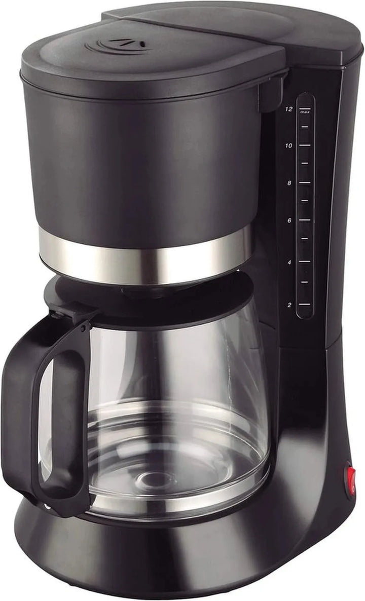 Druppelkoffiezetapparaat – 1,2L 10-12 Kopjes – Glazen Kan – Warmhoudfunctie – 900W – Zwart-Filter-koffiezetapparaat-Ilumina Benelux