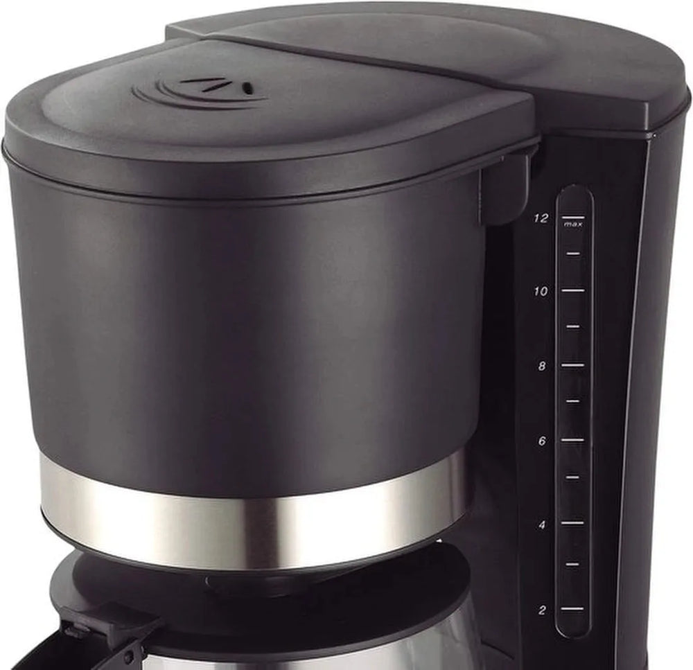 Druppelkoffiezetapparaat – 1,2L 10-12 Kopjes – Glazen Kan – Warmhoudfunctie – 900W – Zwart-Filter-koffiezetapparaat-Ilumina Benelux