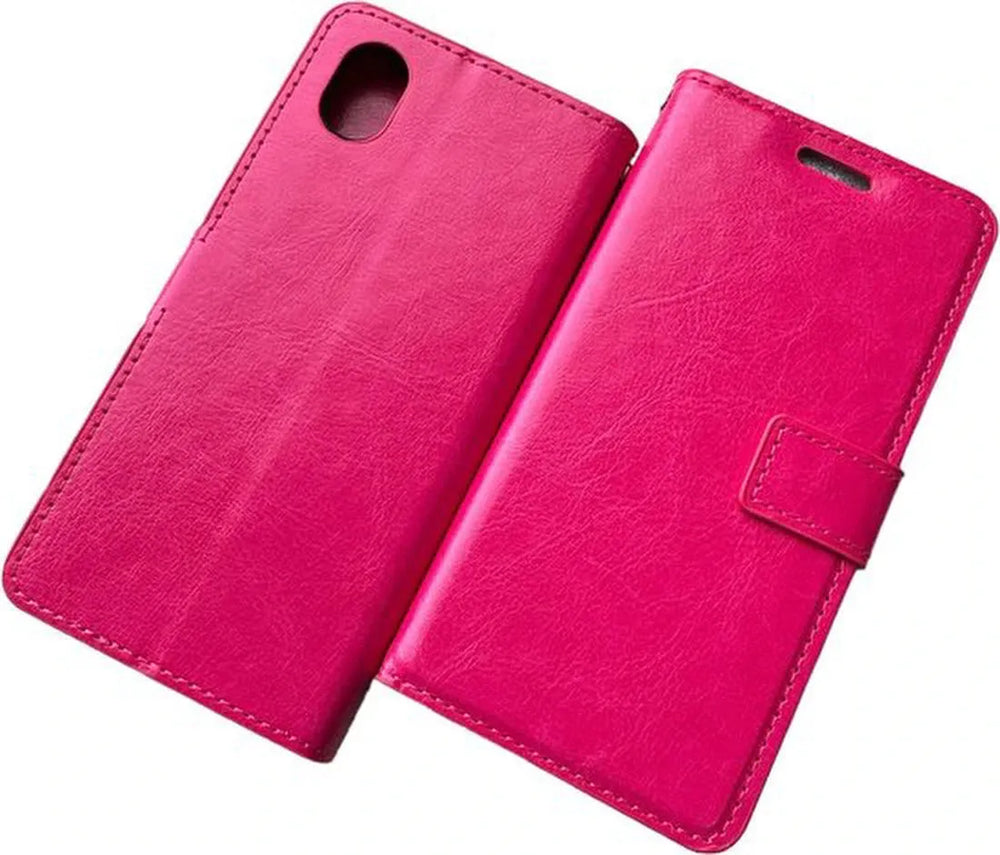 Samsung Galaxy A01 Core Hoesjes – Portemonnee Hoes – 2 Pack Screenprotector – Magneetsluiting – Roze-Ilumina Benelux