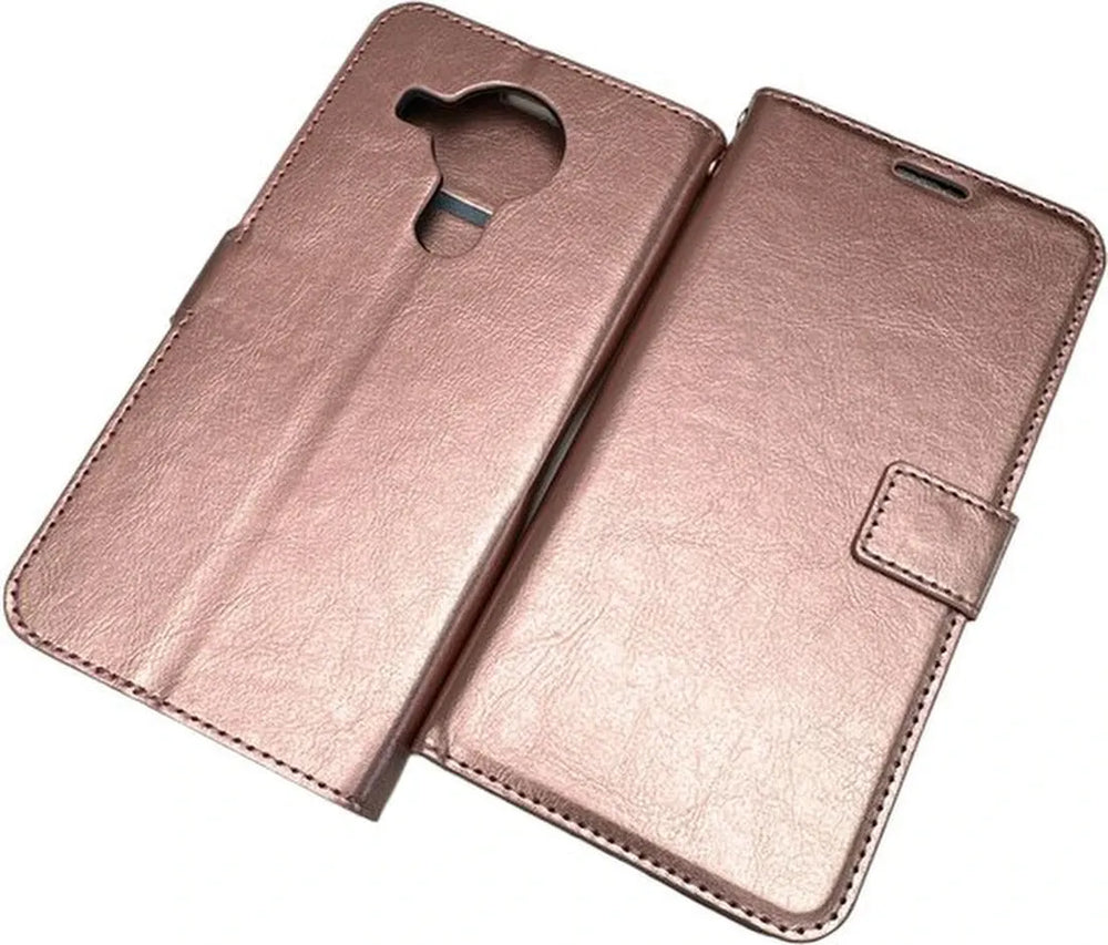 Nokia 5.4 Hoesjes – Portemonnee Book Case – Pasjeshouder – 2x Gehard Glas Screenprotector – Roségoud-Ilumina Benelux
