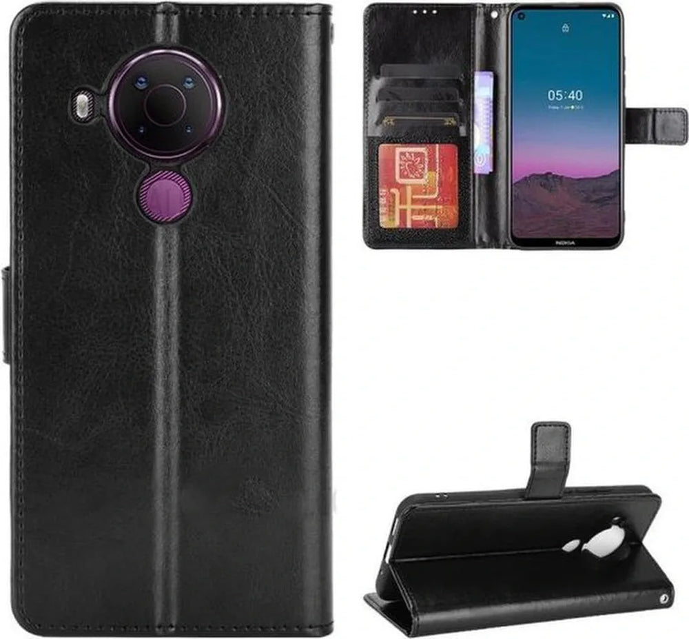 Nokia 5.4 Hoesjes – Portemonnee Book Case – Pasjeshouder – 2x Gehard Glas Screenprotector – Rood-Ilumina Benelux