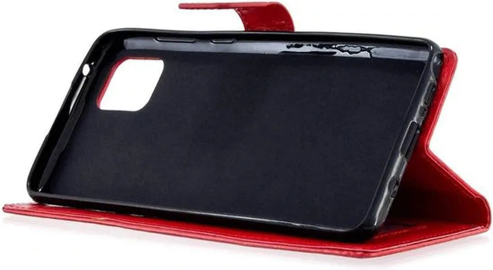 OnePlus 8T Hoesjes – Portemonnee Book Case – Pasjeshouder – Magneetsluiting – Rood-Ilumina Benelux