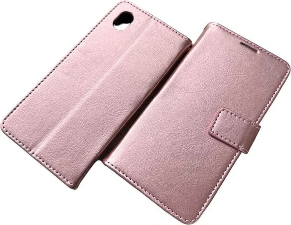 Samsung Galaxy A01 Core Hoesjes – Portemonnee Hoes – 2 Pack Screenprotector – Magneetsluiting – Roségoud-Ilumina Benelux