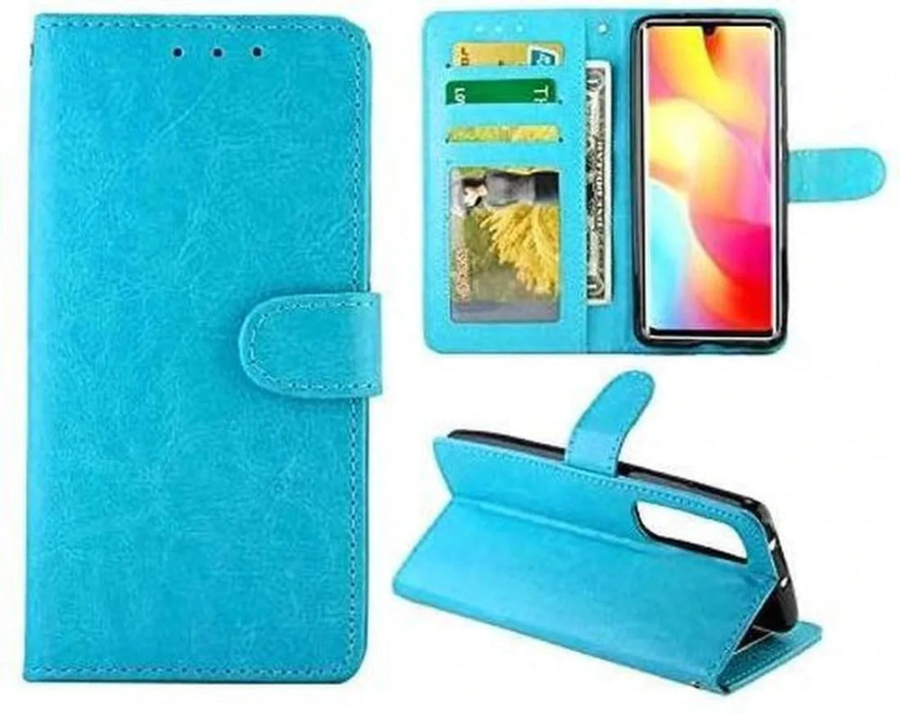 Xiaomi Mi Note 10 Lite Hoesjes – Portemonnee Book Case – Pasjeshouder – Magneetsluiting – Turquoise-Ilumina Benelux