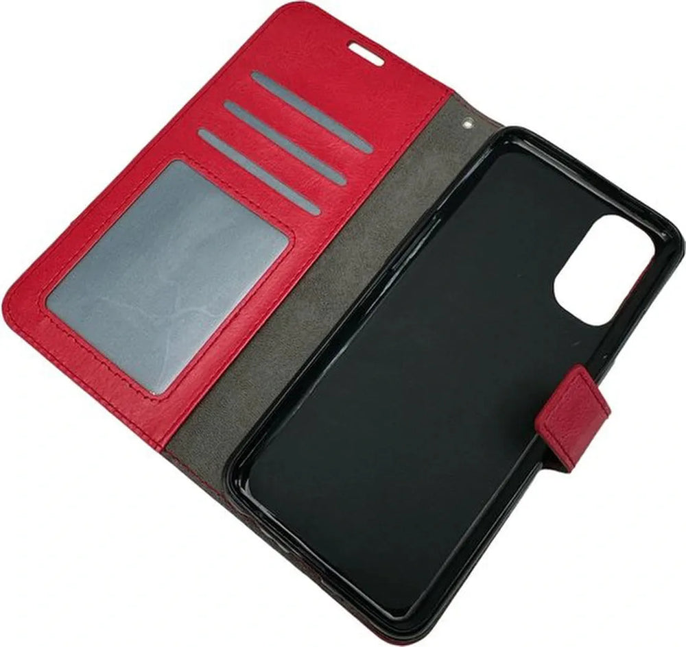 Oppo Reno 4 Pro 5G Hoesjes – Portemonnee Book Case – Pasjeshouder – Magneetsluiting – Rood-Ilumina Benelux