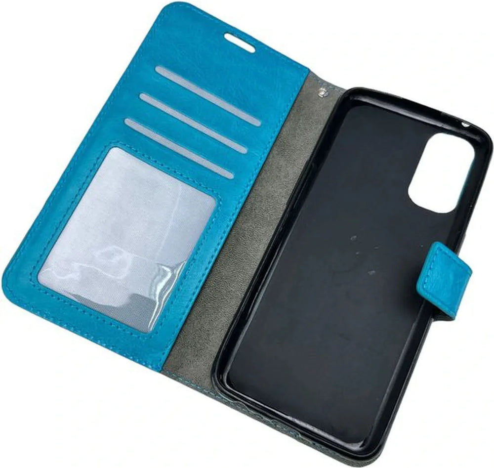 Oppo Reno 4 Pro 5G Hoesjes – Portemonnee Book Case – Pasjeshouder – Magneetsluiting – Turquoise-Ilumina Benelux