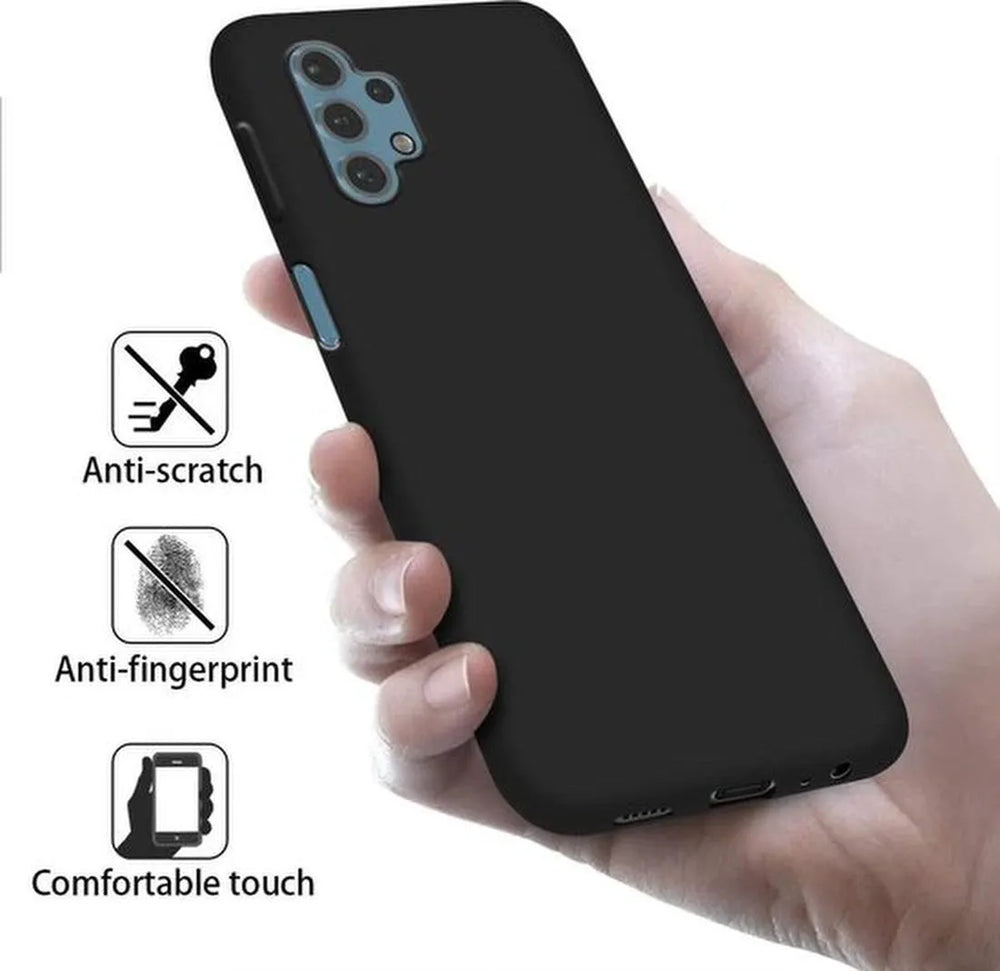 Samsung Galaxy A32 4G Hoesjes – Siliconen Backcover + 2x Screenprotector – Gehard Glas – Anti Kras – Zwart-Ilumina Benelux