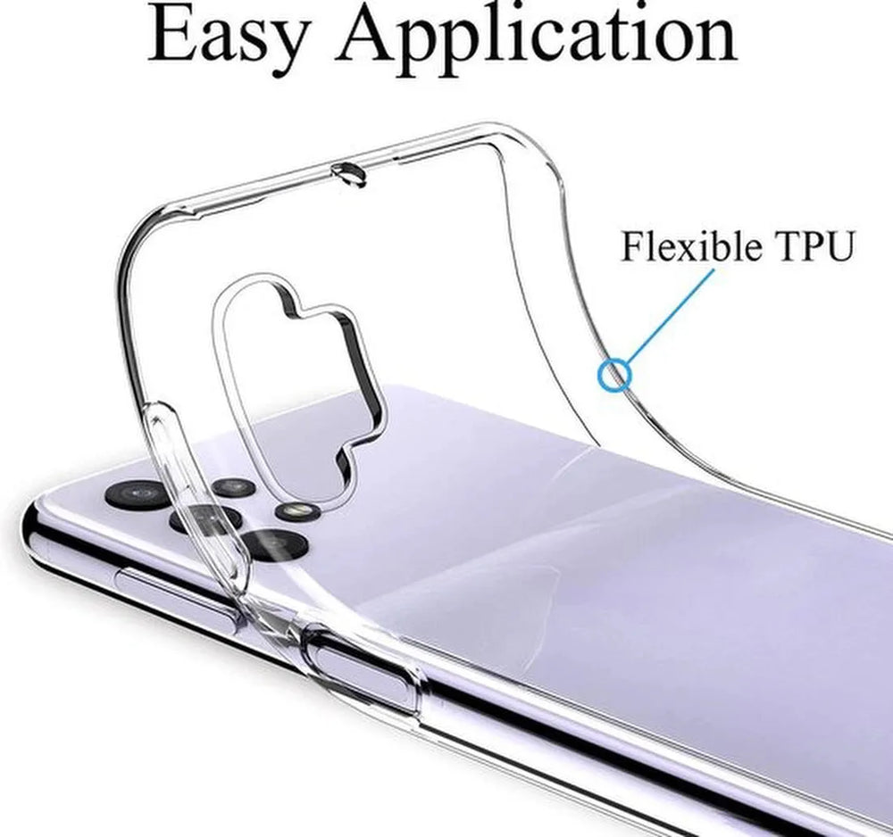 Samsung Galaxy A32 4G Hoesjes – Siliconen Backcover + 2x Screenprotector – Gehard Glas – Anti Kras – Zwart-Ilumina Benelux