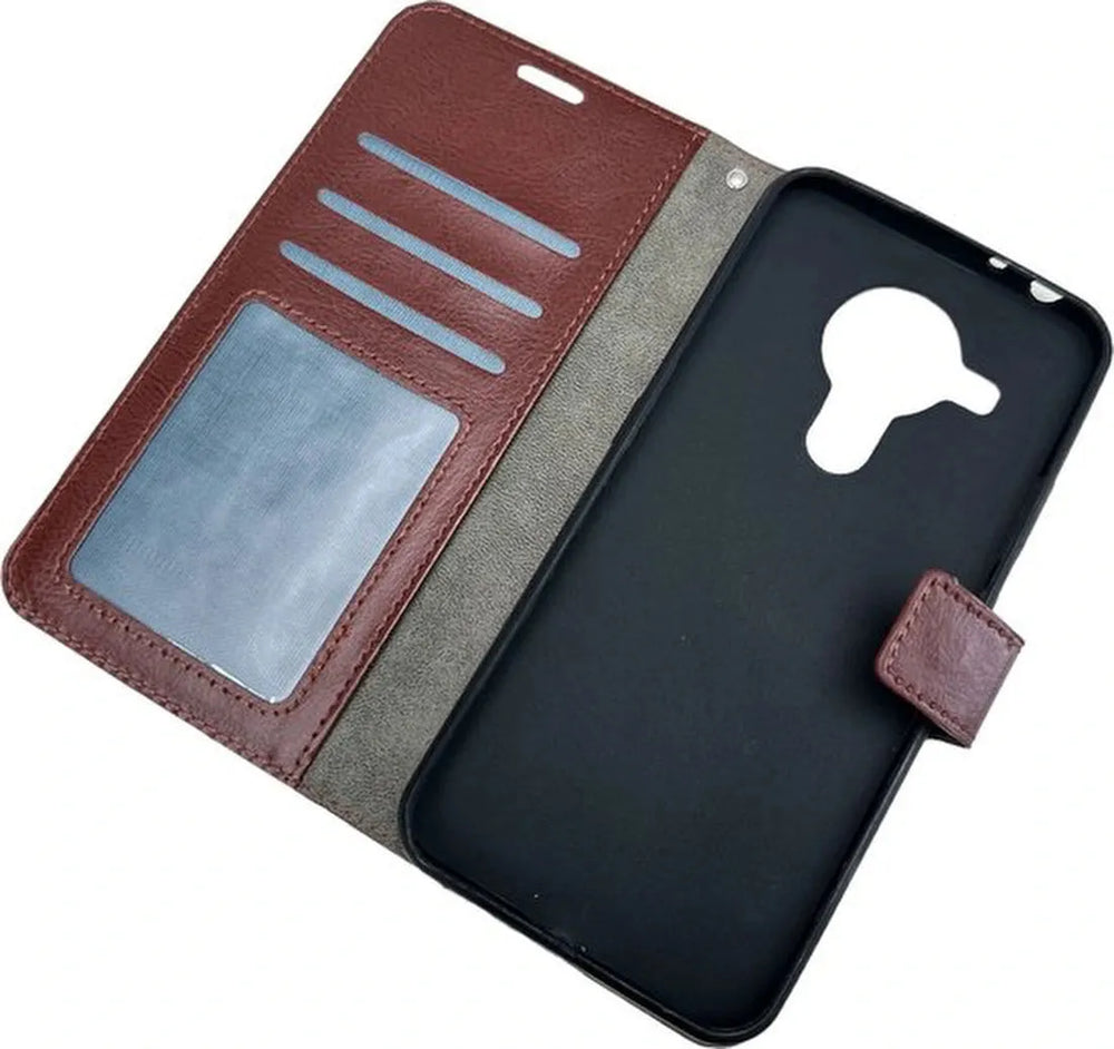 Nokia 5.4 Hoesjes – Portemonnee Book Case – Pasjeshouder – 2x Screenprotector Gehard Glas – Bruin-Ilumina Benelux