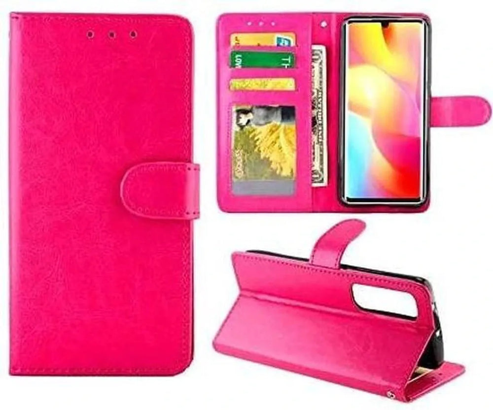 Xiaomi Mi Note 10 Lite Hoesjes – Portemonnee Book Case – Pasjeshouder – Magneetsluiting – Roze-Ilumina Benelux