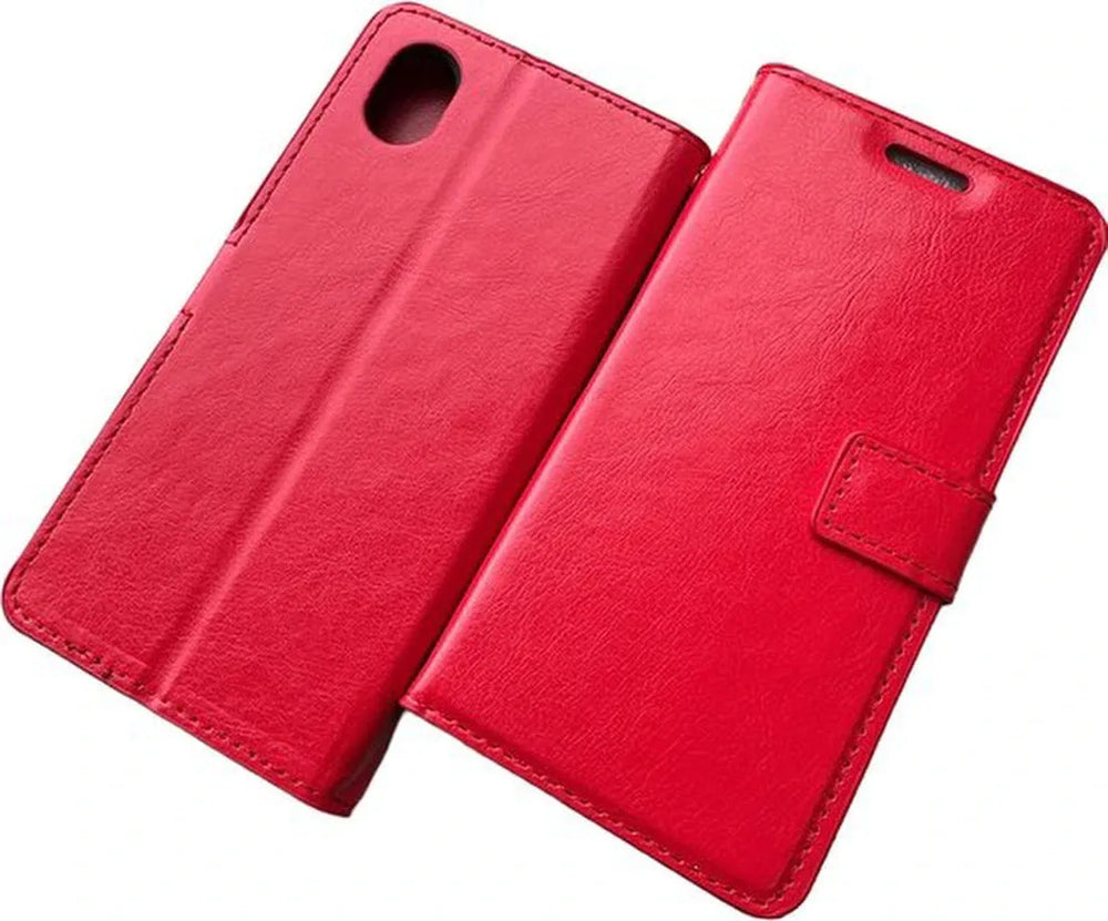 Samsung Galaxy A01 Core Hoesjes – Portemonnee Hoes – 2 Pack Screenprotector – Magneetsluiting – Rood-Ilumina Benelux