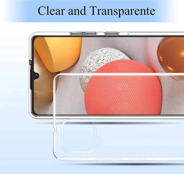 Samsung Galaxy A42 5G Hoesjes – Transparante Siliconen Backcover – Inclusief 2x Screenprotector Gehard Glas – Anti-kras-Ilumina Benelux