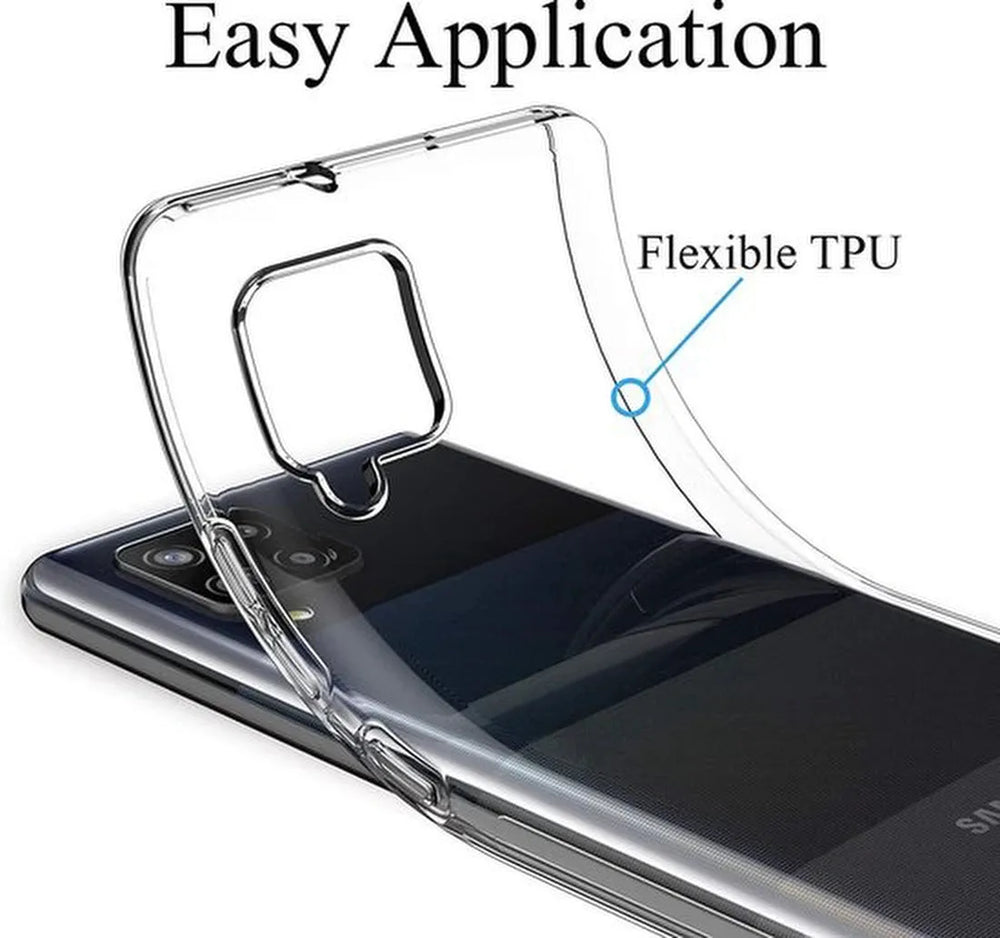 Samsung Galaxy A42 5G Hoesjes – Transparante Siliconen Backcover – Inclusief 2x Screenprotector Gehard Glas – Anti-kras-Ilumina Benelux
